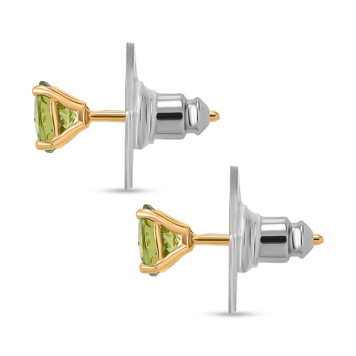 Peridot Solitaire Stud Earrings in 14K YG Over Sterling Silver 1.65 ctw