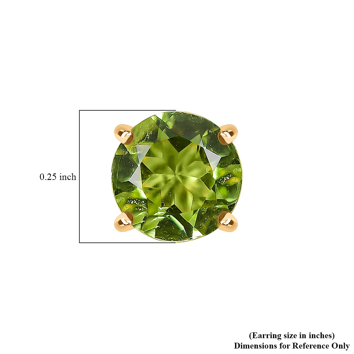 Peridot Solitaire Stud Earrings in 14K YG Over Sterling Silver 1.65 ctw