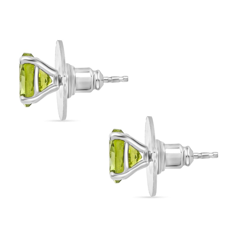 Peridot 1.65 ctw Solitaire Stud Earrings in Platinum Over Sterling Silver