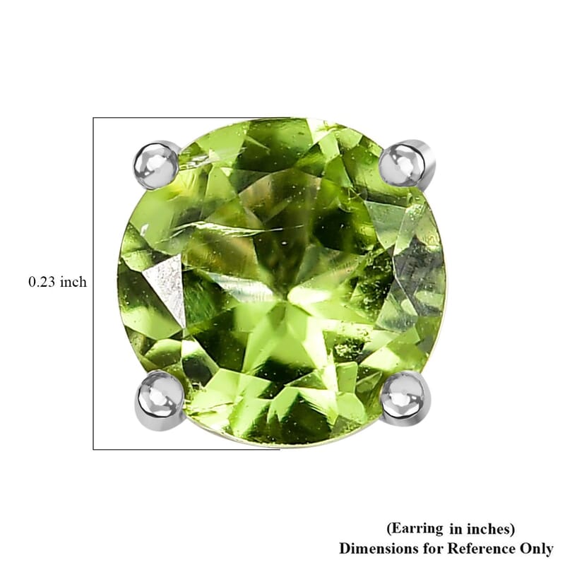 Peridot 1.65 ctw Solitaire Stud Earrings in Platinum Over Sterling Silver