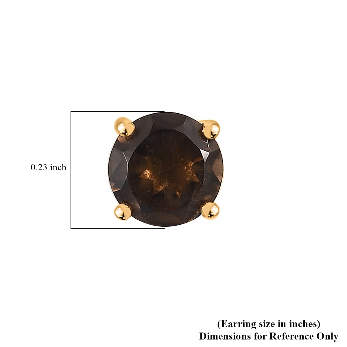 Brazilian Smoky Quartz Solitaire Stud Earrings in 14K Yellow Gold Over Sterling Silver 1.60 ctw