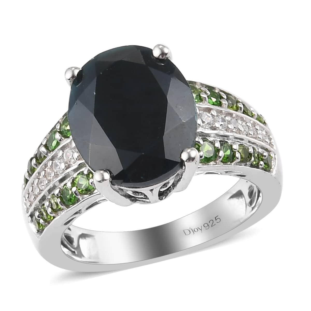 5.65 ctw Teal Grandidierite and Multi Gemstone Ring in Platinum Over Sterling Silver (Size 9.0) image number 0