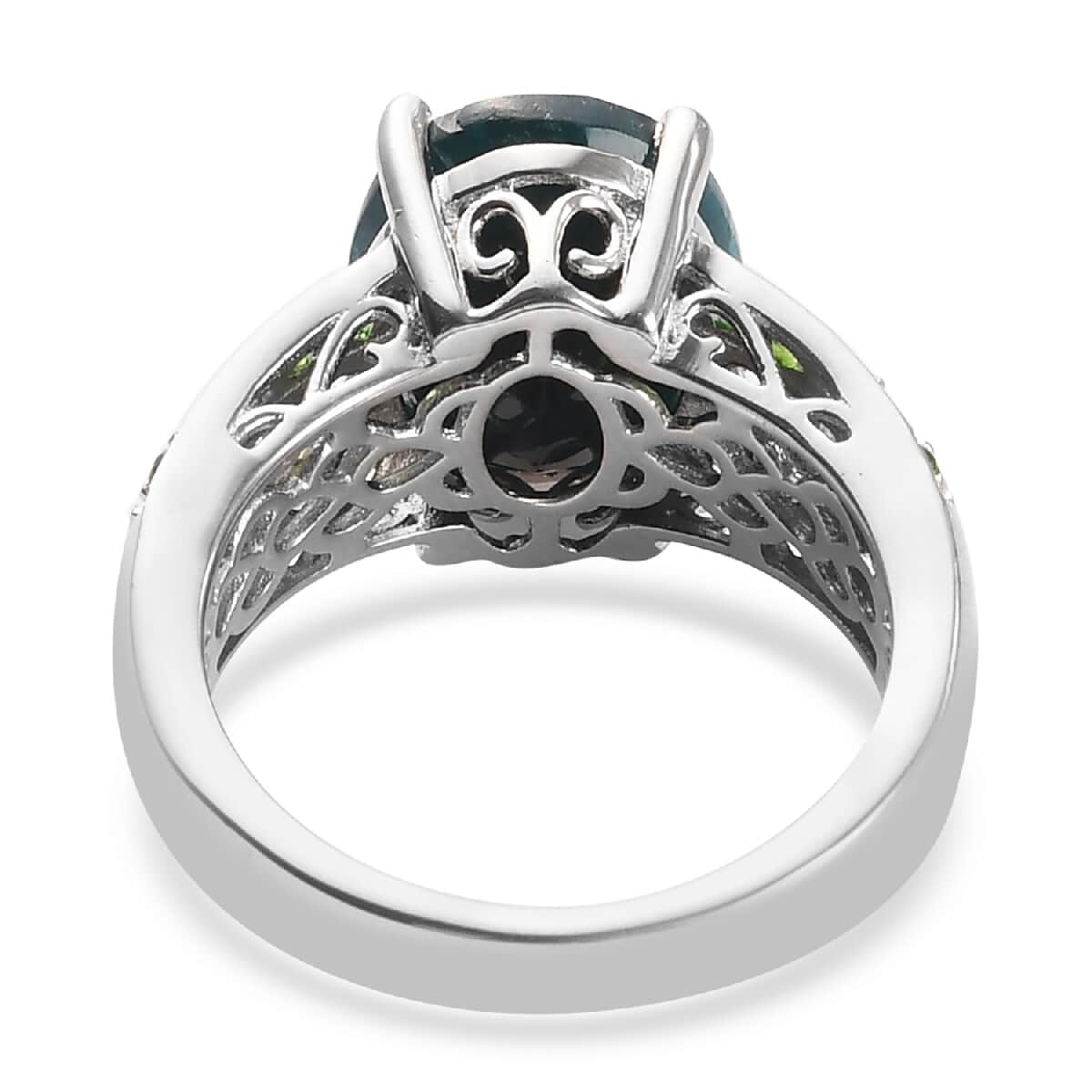 5.65 ctw Teal Grandidierite and Multi Gemstone Ring in Platinum Over Sterling Silver (Size 9.0) image number 4