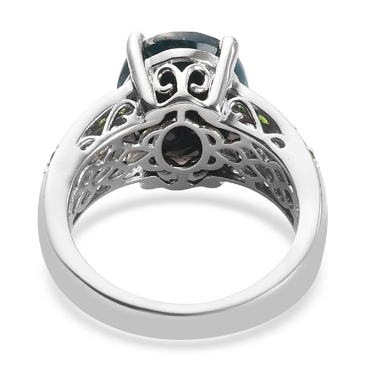 Teal Grandidierite and Multi Gemstone Ring in Platinum Over Sterling Silver (Size 7.0) 5.65 ctw image number 4