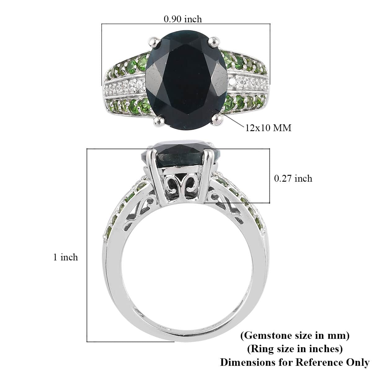 Teal Grandidierite and Multi Gemstone Ring in Platinum Over Sterling Silver (Size 7.0) 5.65 ctw image number 5