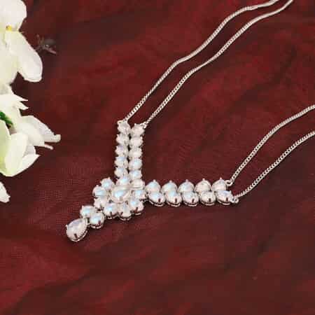 Kuisa Rainbow Moonstone Necklace 18 Inches in Platinum Over Sterling Silver 22 Grams 19.50 ctw image number 1