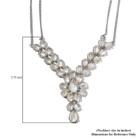 Kuisa Rainbow Moonstone Necklace 18 Inches in Platinum Over Sterling Silver 22 Grams 19.50 ctw image number 5