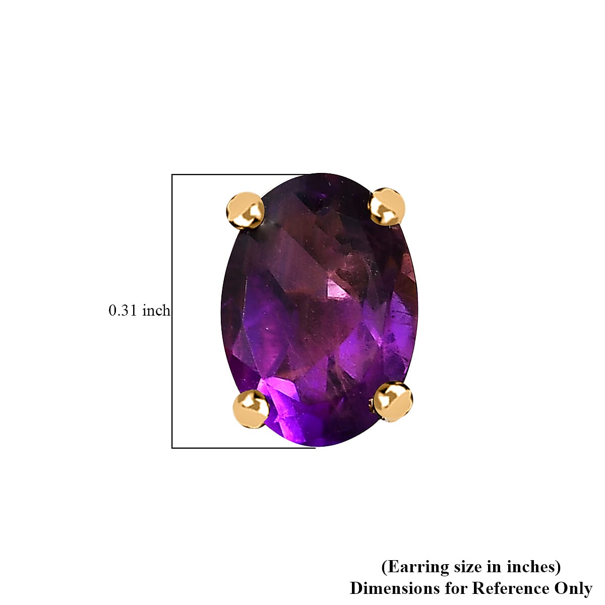 African Amethyst Solitaire Stud Earrings in 14K Yellow Gold Over Sterling Silver 1.50 ctw