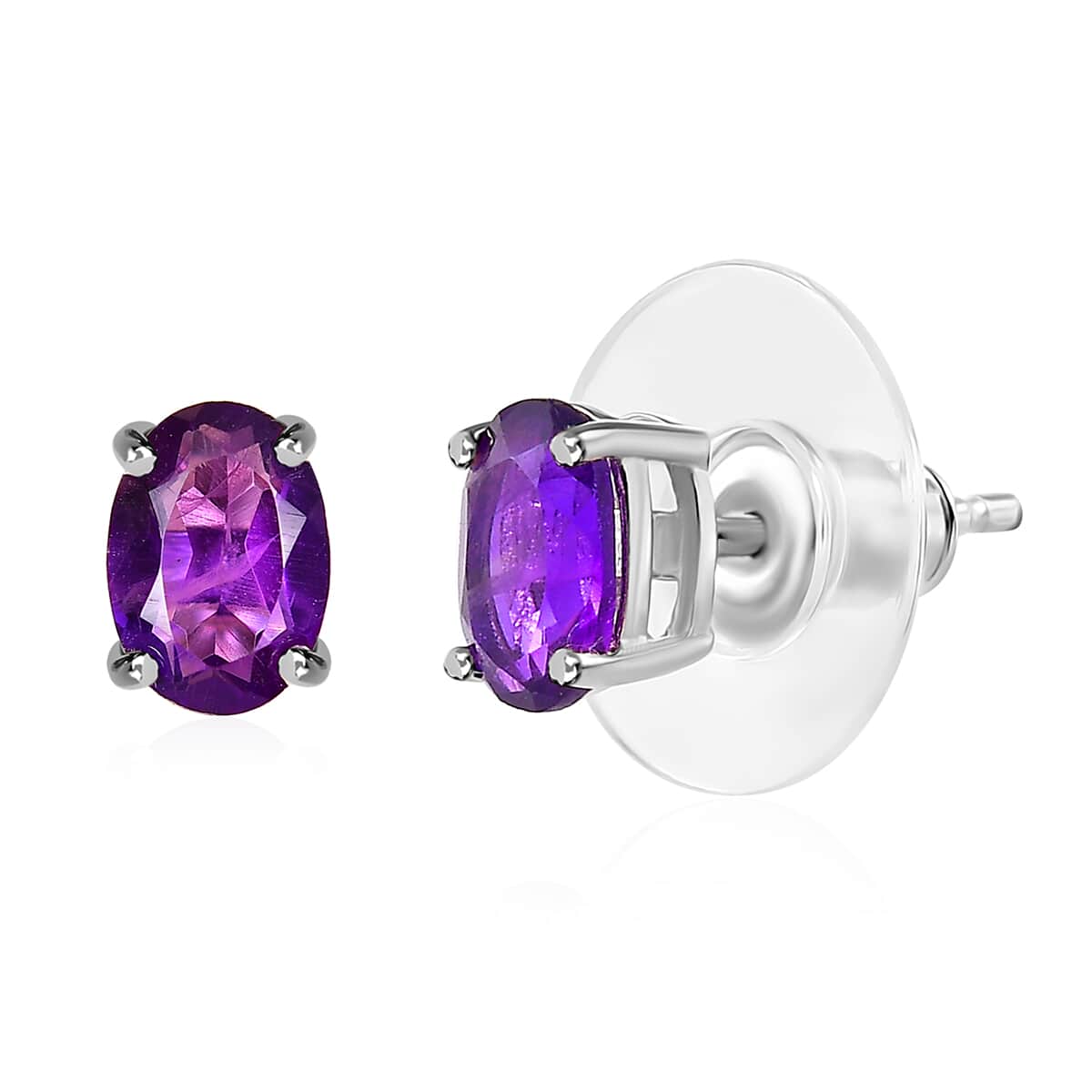 African Amethyst Stud Earrings in Platinum Over Sterling Silver 1.25 ctw image number 0