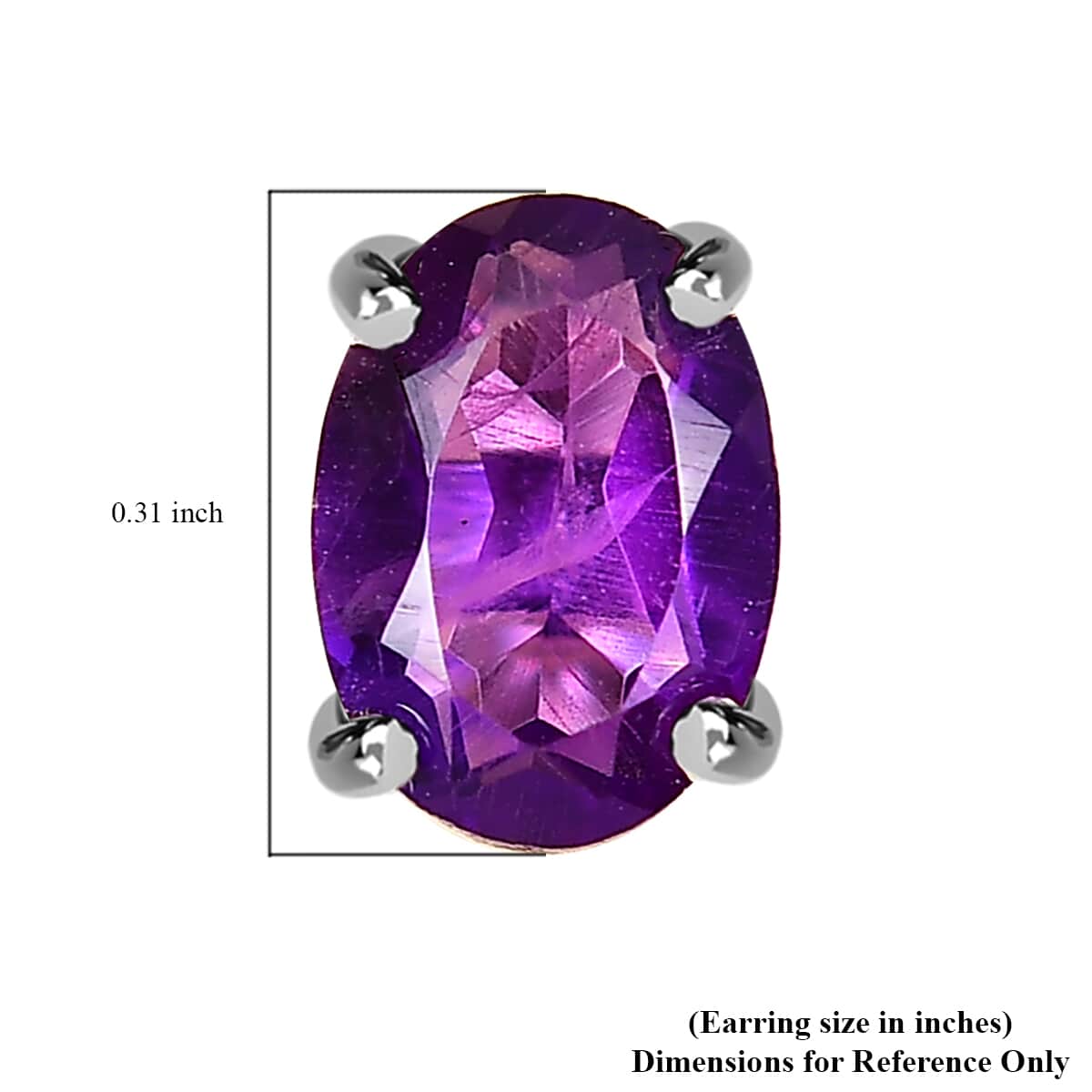 African Amethyst Stud Earrings in Platinum Over Sterling Silver 1.25 ctw image number 4