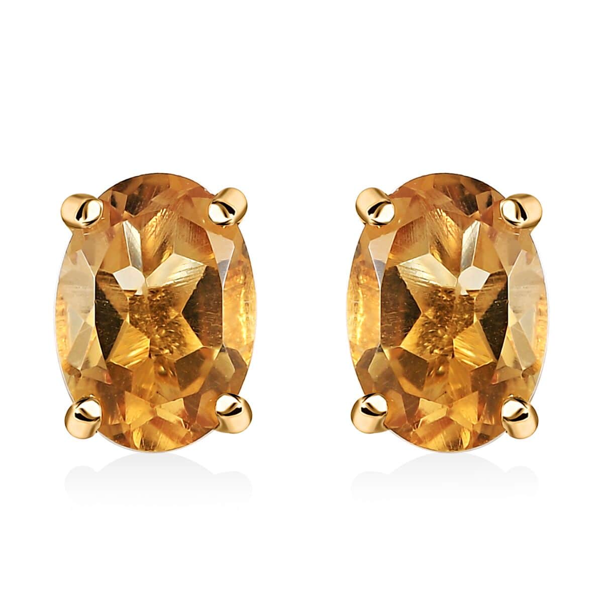 Brazilian Citrine Solitaire Stud Earrings in 14K Yellow Gold Over Sterling Silver 1.50 ctw image number 0