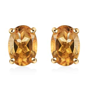 Brazilian Citrine Solitaire Stud Earrings in 14K Yellow Gold Over Sterling Silver 1.50 ctw