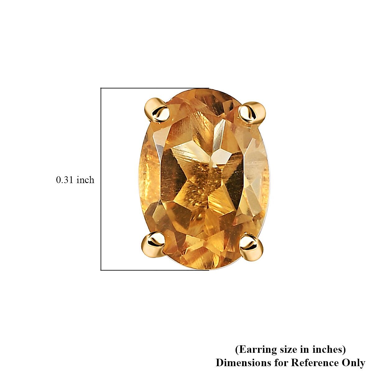 Brazilian Citrine Solitaire Stud Earrings in 14K Yellow Gold Over Sterling Silver 1.50 ctw