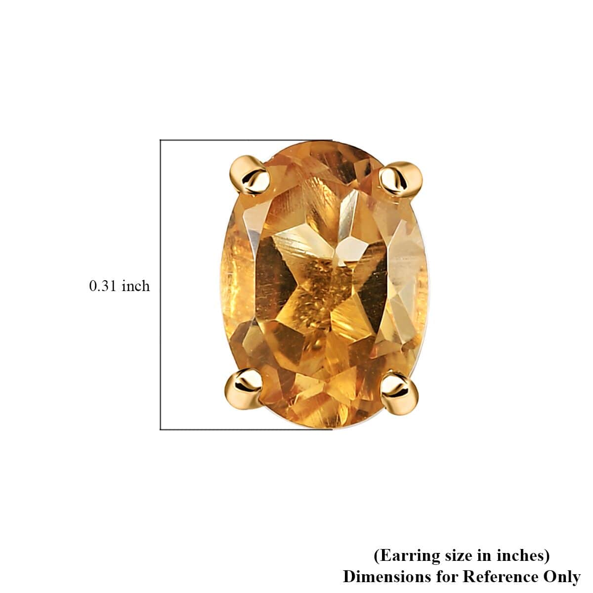 Brazilian Citrine Solitaire Stud Earrings in 14K Yellow Gold Over Sterling Silver 1.50 ctw image number 4