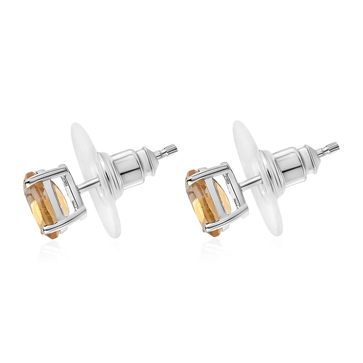 Brazilian Citrine Solitaire Stud Earrings in Platinum Over Sterling Silver 1.50 ctw image number 3