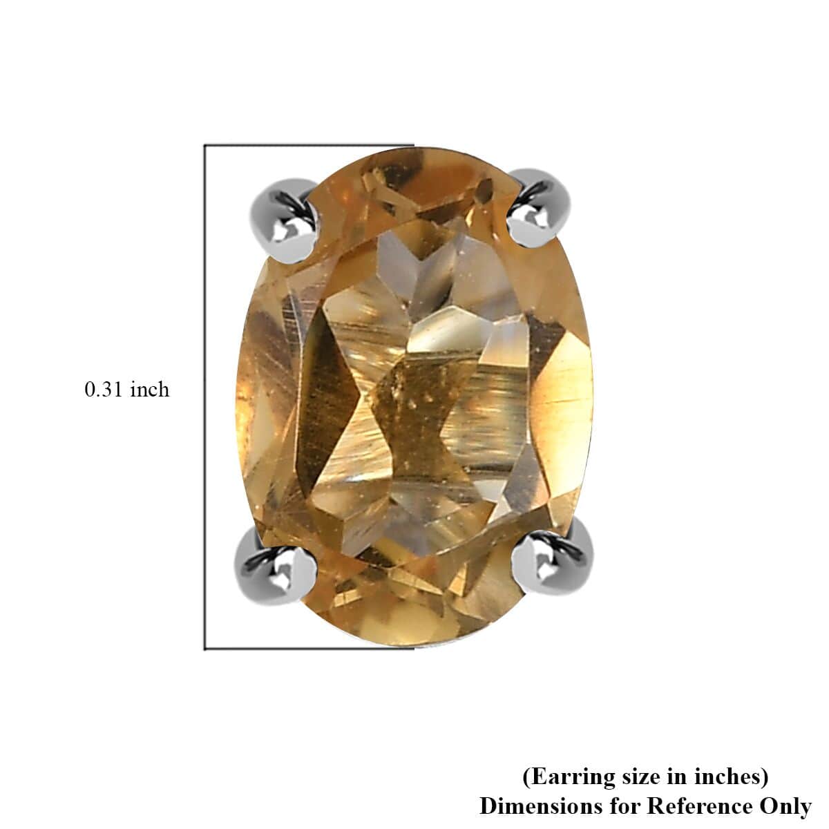 Brazilian Citrine Solitaire Stud Earrings in Platinum Over Sterling Silver 1.50 ctw image number 4