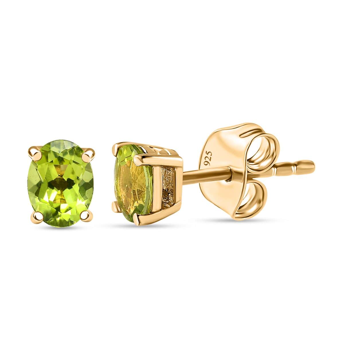 Peridot Solitaire Stud Earring in 14K Yellow Gold Over Sterling Silver 1.50 ctw image number 0