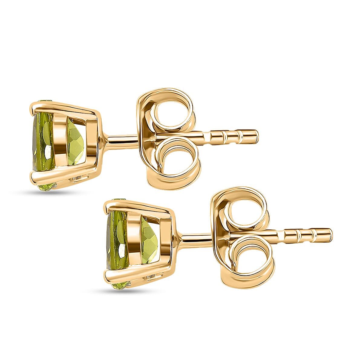 Peridot Solitaire Stud Earring in 14K Yellow Gold Over Sterling Silver 1.50 ctw