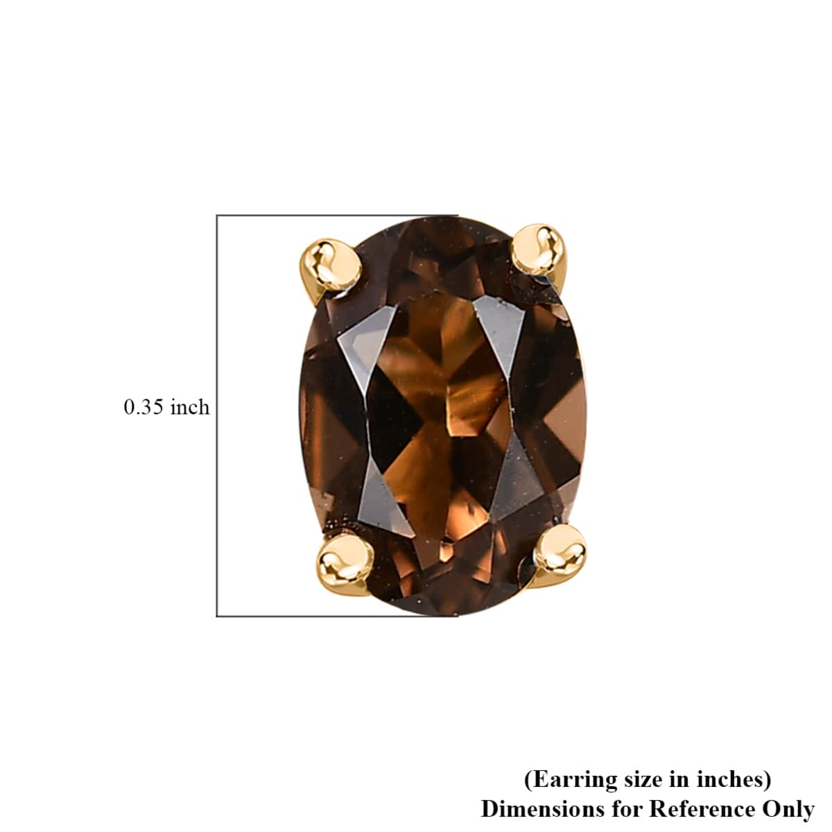 Brazilian Smoky Quartz Solitaire Stud Earrings in 14K YG Over Sterling Silver 1.20 ctw image number 4