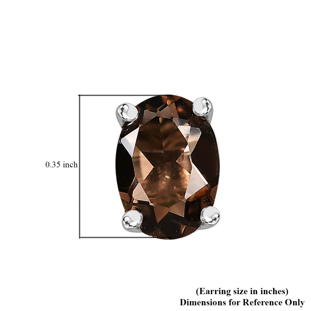 Brazilian Smoky Quartz Solitaire Stud Earrings in Platinum Over Sterling Silver 1.40 ctw image number 5