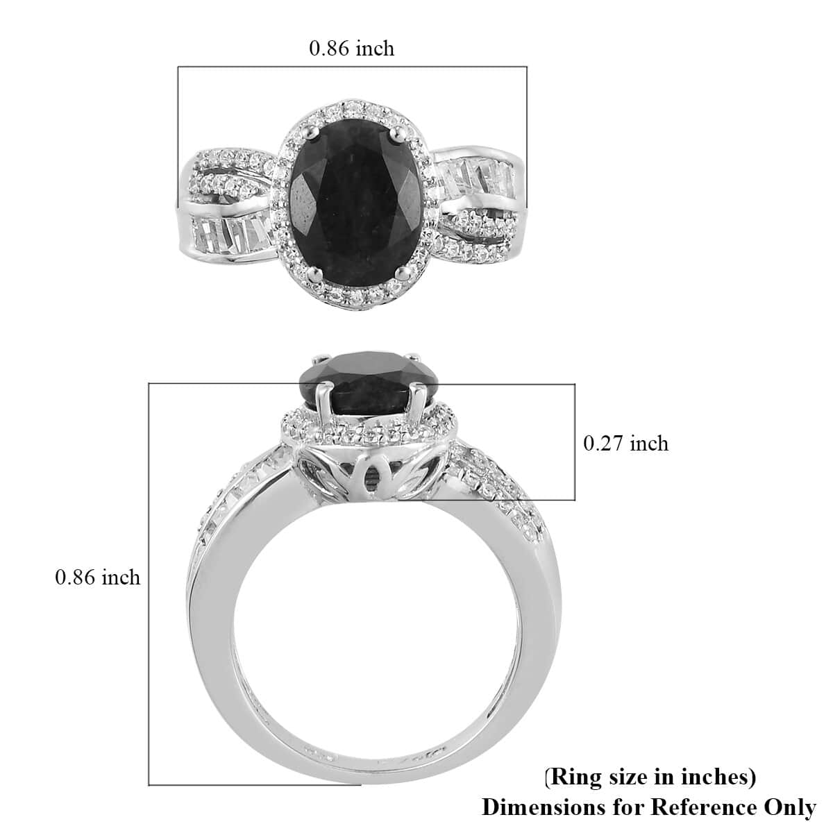 Teal Grandidierite and Zircon Ring in Platinum Over Sterling Silver (Size 8.0) 3.75 ctw image number 5
