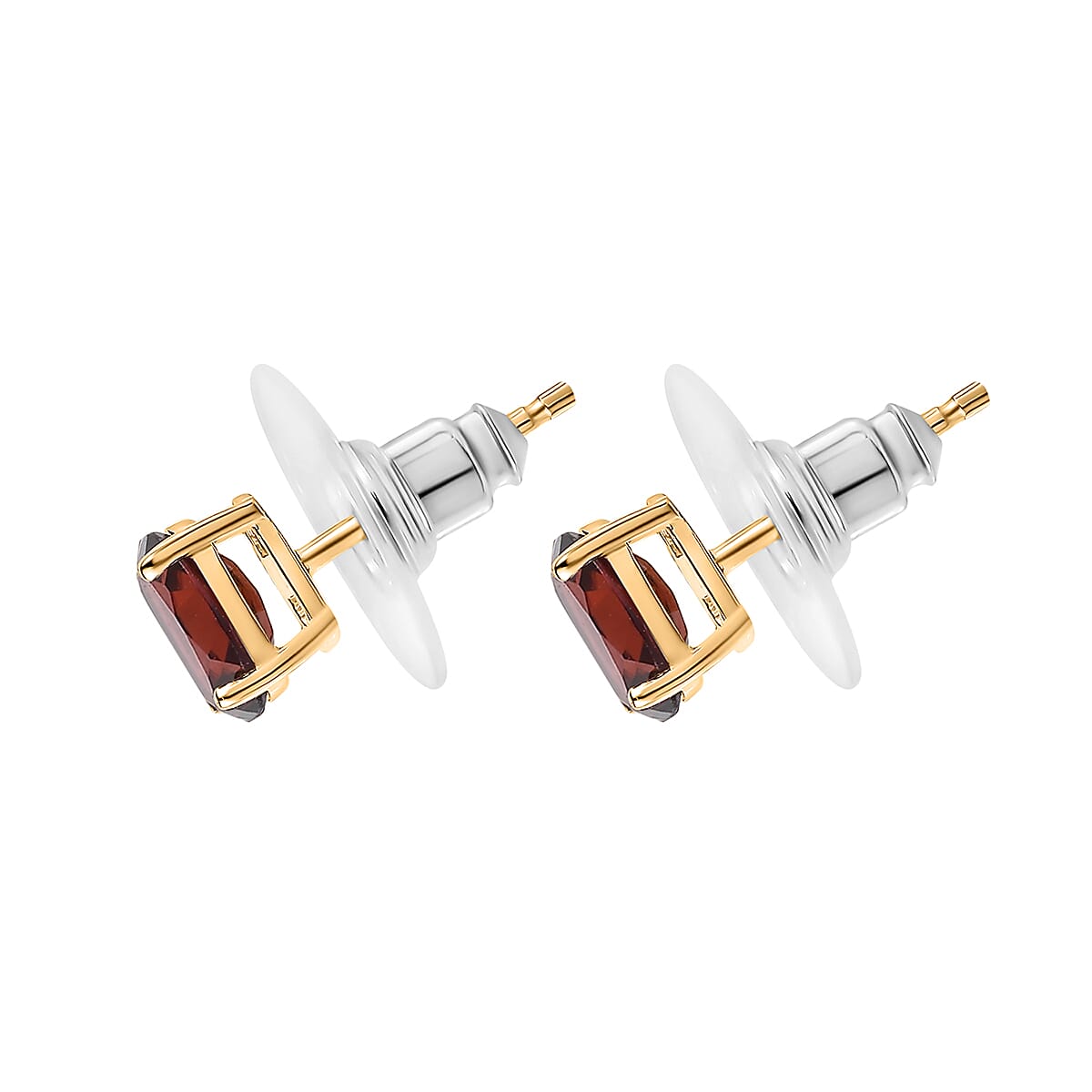 Mozambique Garnet Solitaire Stud Earrings in 14K Yellow Gold Over Sterling Silver 2.00 ctw