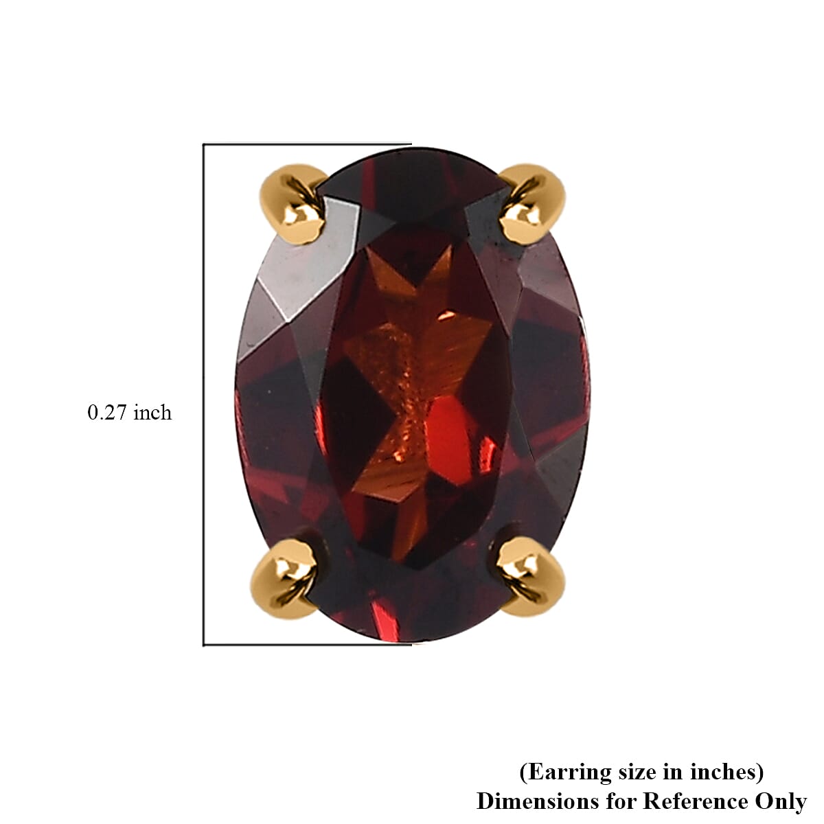 Mozambique Garnet Solitaire Stud Earrings in 14K Yellow Gold Over Sterling Silver 2.00 ctw