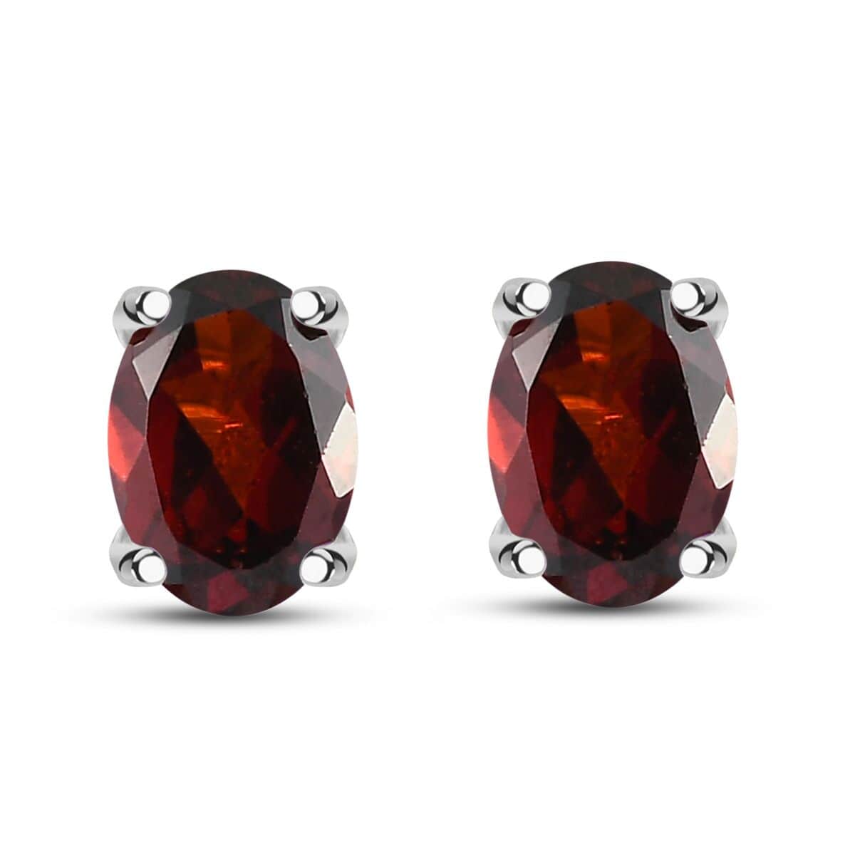 Mozambique Garnet Solitaire Stud Earrings in Platinum Over Sterling Silver 2.00 ctw image number 0