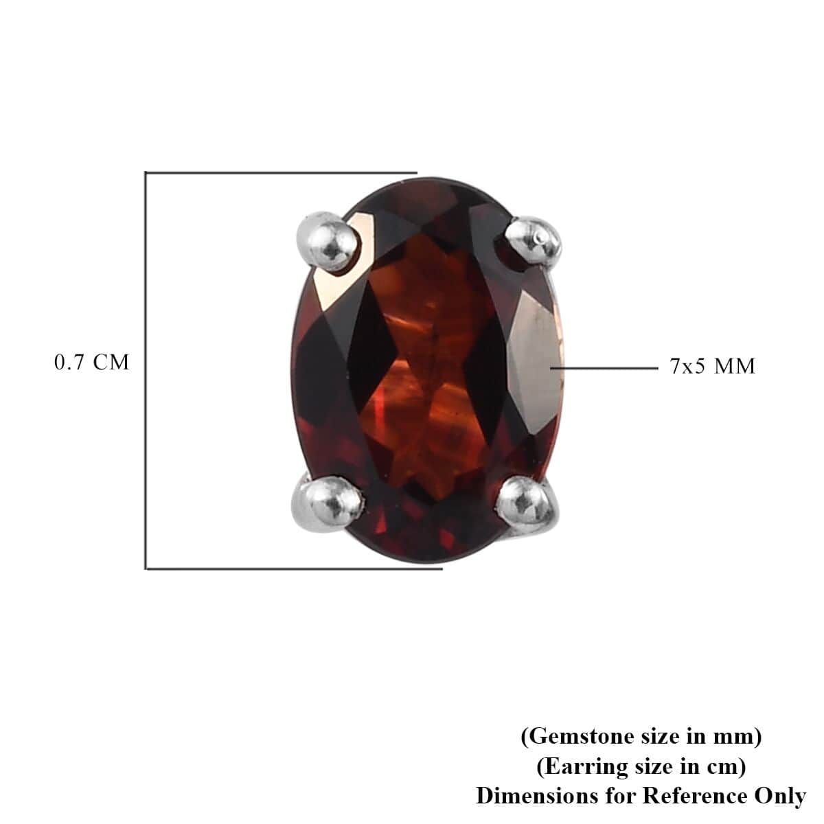 Mozambique Garnet Solitaire Stud Earrings in Platinum Over Sterling Silver 2.00 ctw image number 4