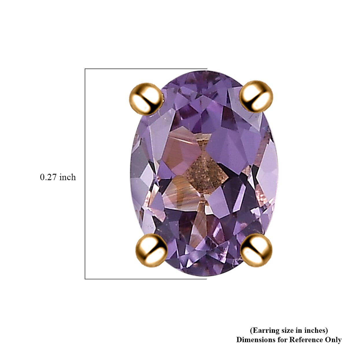 Rose De France Amethyst Solitaire Stud Earrings in 14K Yellow Gold Over Sterling Silver 1.50 ctw image number 4