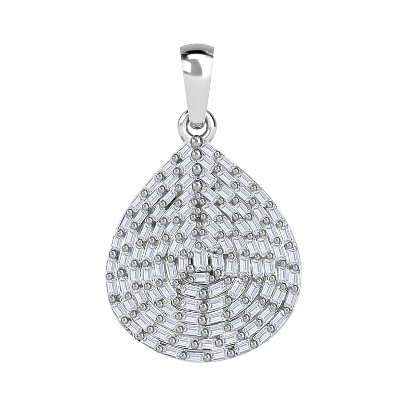 Diamond Pear Shape Cluster Pendant in Platinum Over Sterling Silver 0.75 ctw