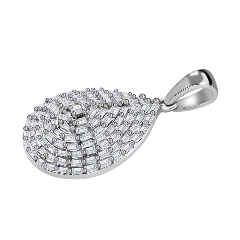 Diamond Pear Shape Cluster Pendant in Platinum Over Sterling Silver 0.75 ctw