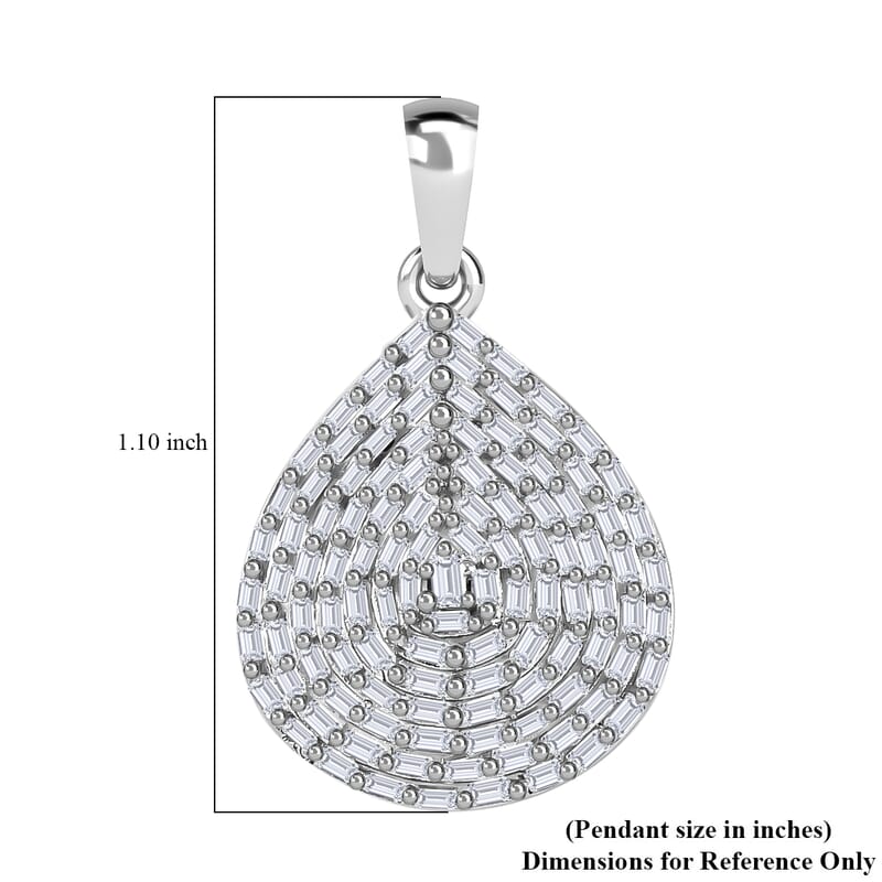 Diamond Pear Shape Cluster Pendant in Platinum Over Sterling Silver 0.75 ctw