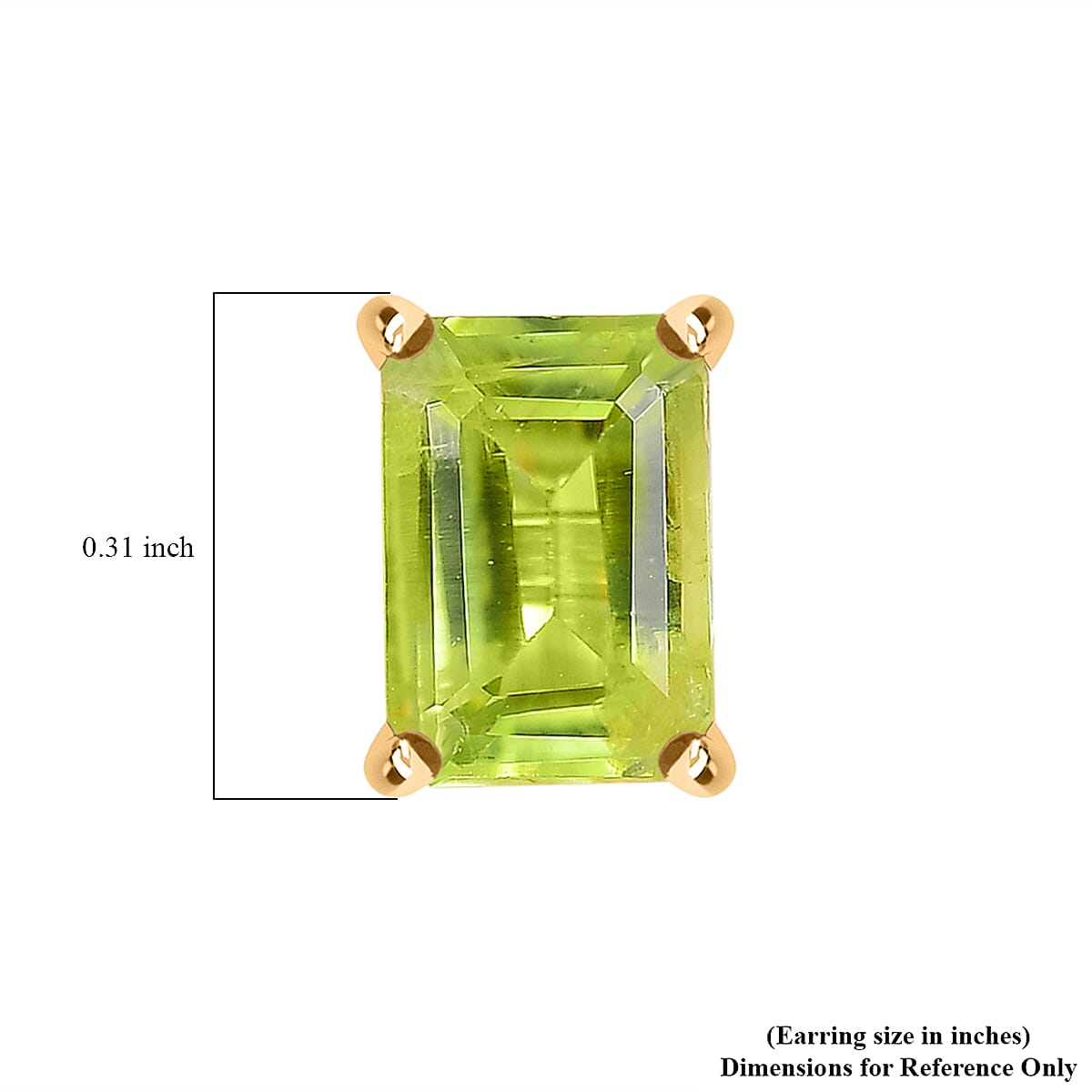 Peridot 2.15 ctw Solitaire Stud Earrings in 14K Yellow Gold Over Sterling Silver