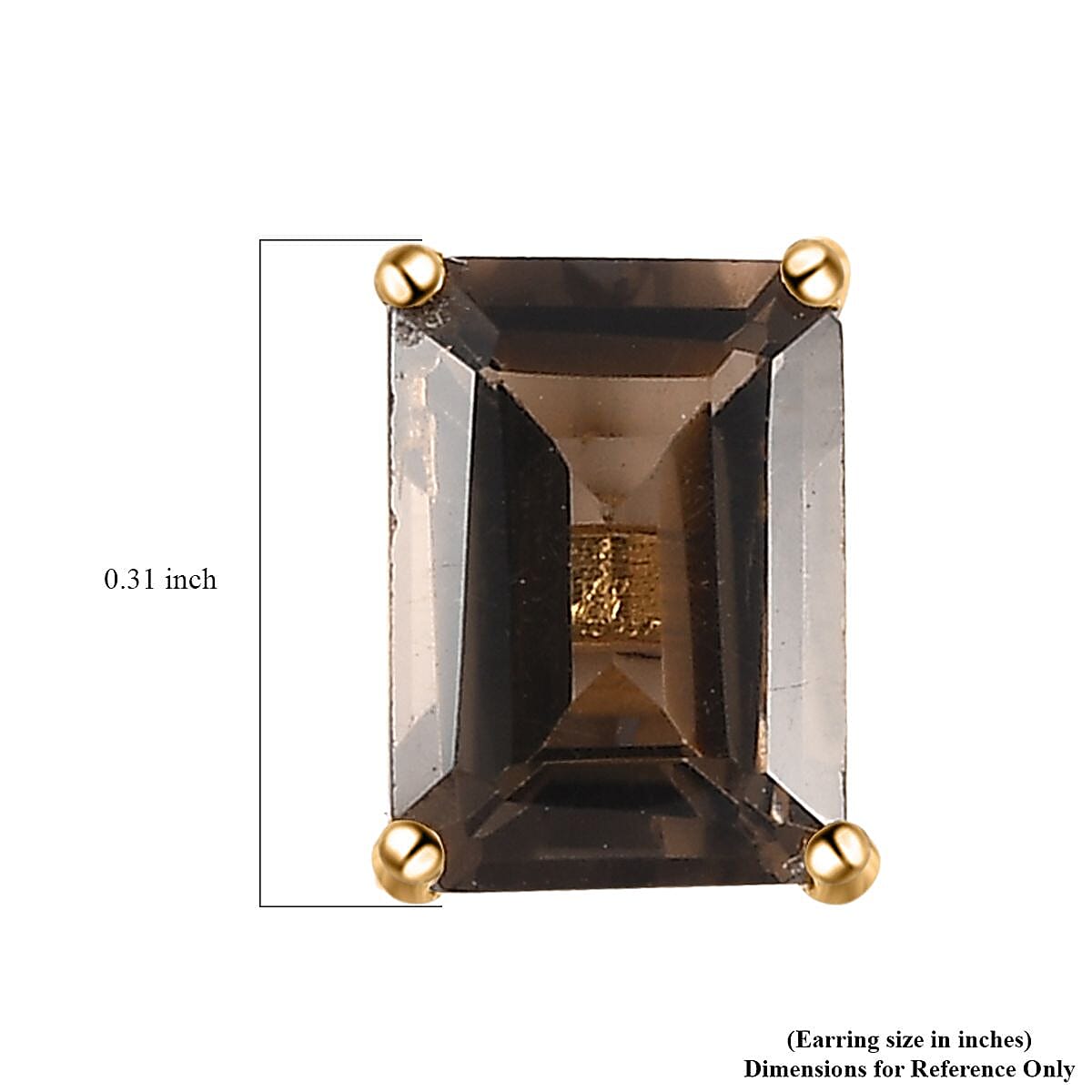 Brazilian Smoky Quartz Solitaire Stud Earrings in 14K Yellow Gold Over Sterling Silver 2.00 ctw