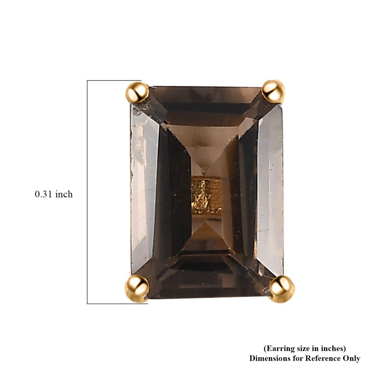 Brazilian Smoky Quartz Solitaire Stud Earrings in 14K YG Over Sterling Silver 2.00 ctw image number 4