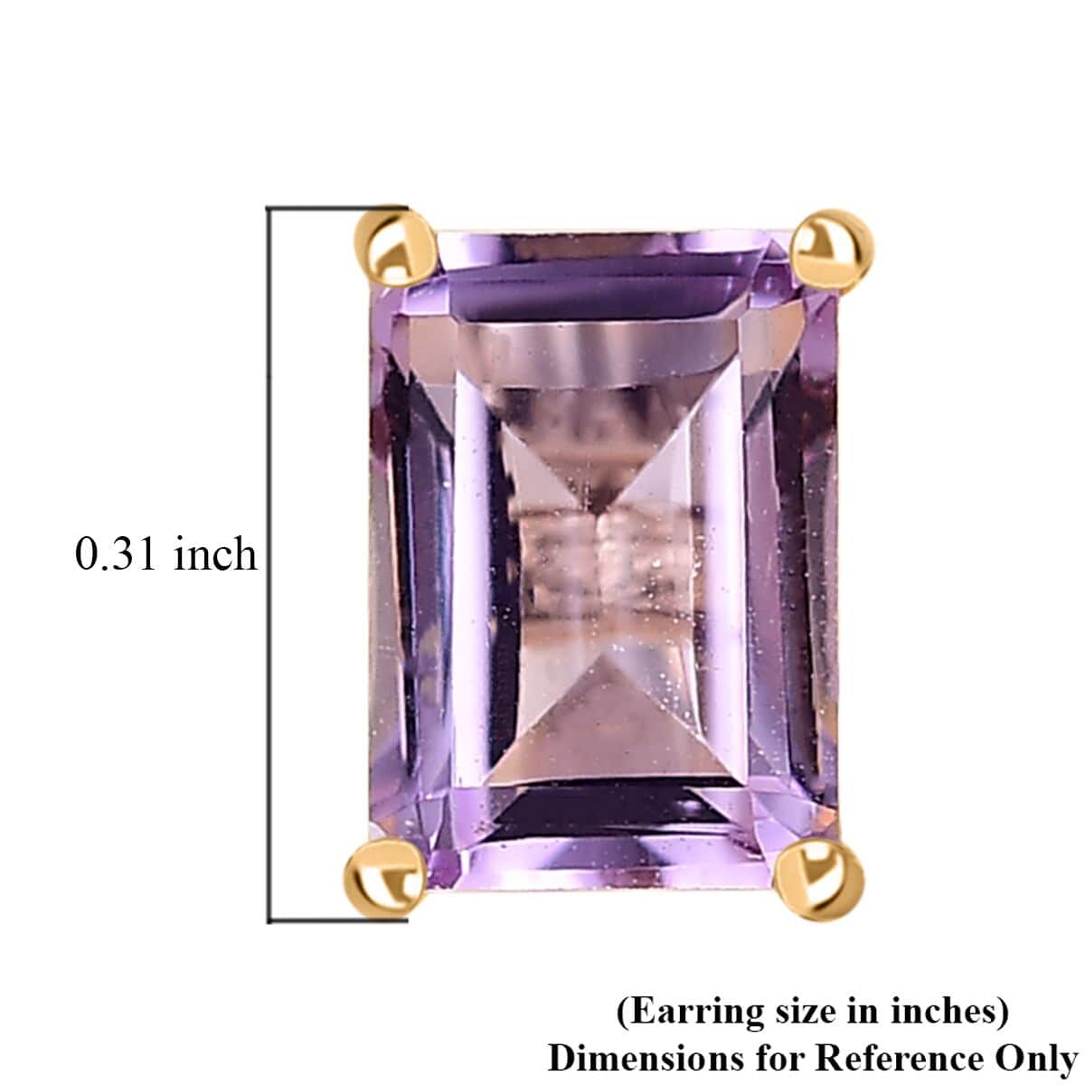 Rose De France Amethyst Solitaire Stud Earrings in 14K Yellow Gold Over Sterling Silver 1.90 ctw image number 4
