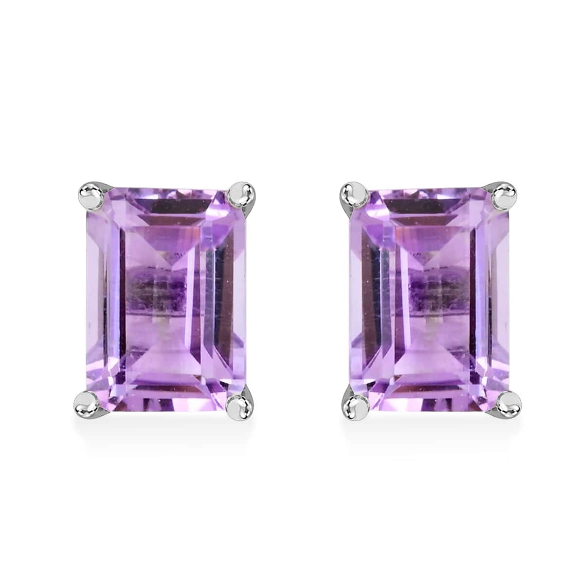 Rose De France Amethyst Solitaire Stud Earrings in Platinum Over Sterling Silver 2.20 ctw image number 0