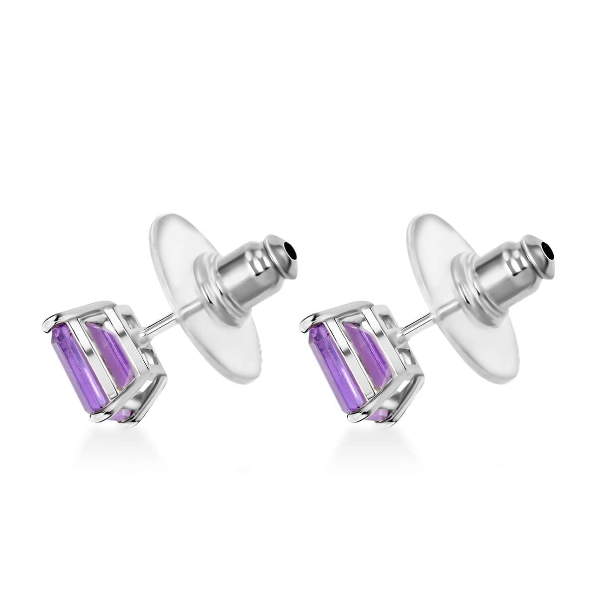 Rose De France Amethyst Solitaire Stud Earrings in Platinum Over Sterling Silver 2.20 ctw image number 3