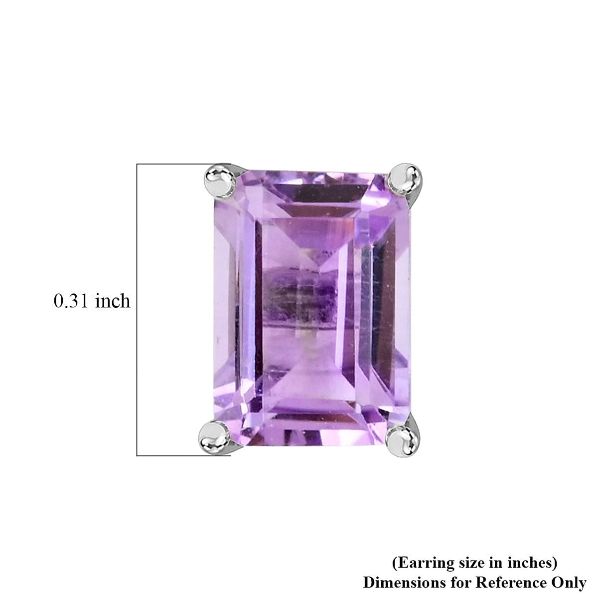 Rose De France Amethyst Solitaire Stud Earrings in Platinum Over Sterling Silver 2.20 ctw