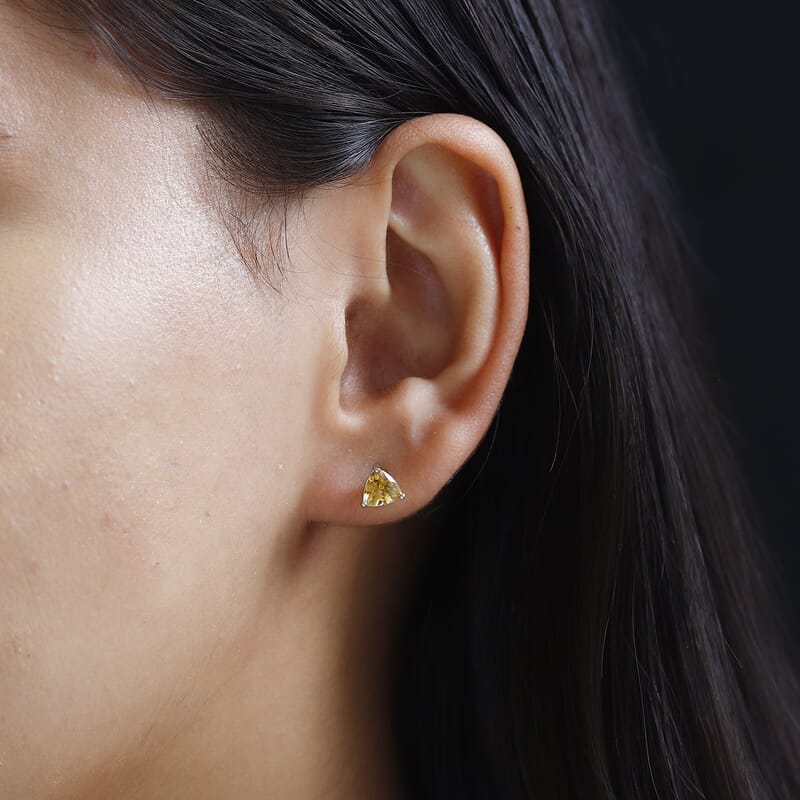 Brazilian Citrine Solitaire Stud Earrings in Platinum Over Sterling Silver 1.40 ctw