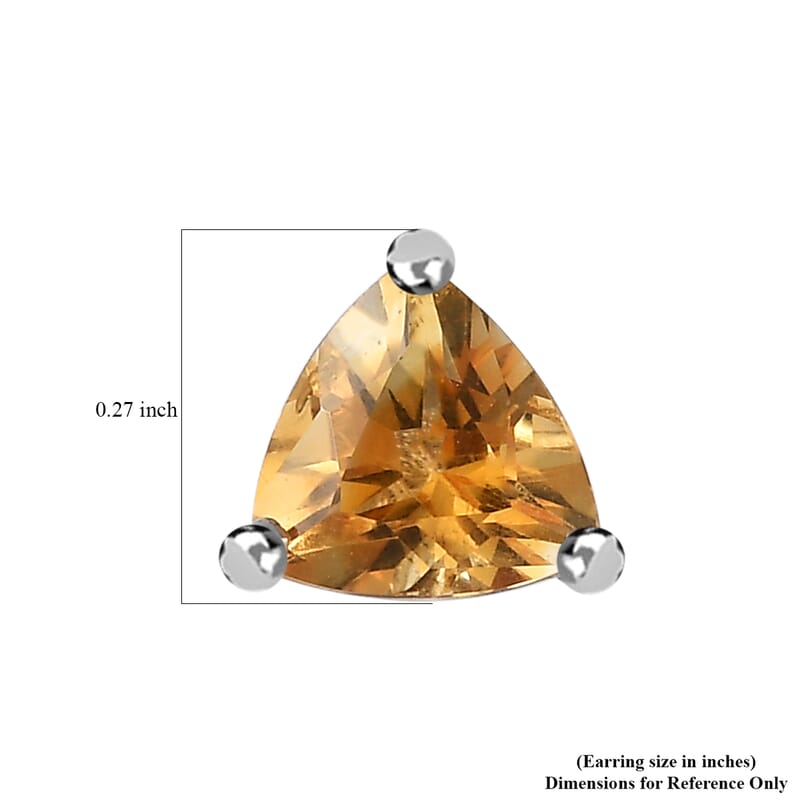 Brazilian Citrine Solitaire Stud Earrings in Platinum Over Sterling Silver 1.40 ctw