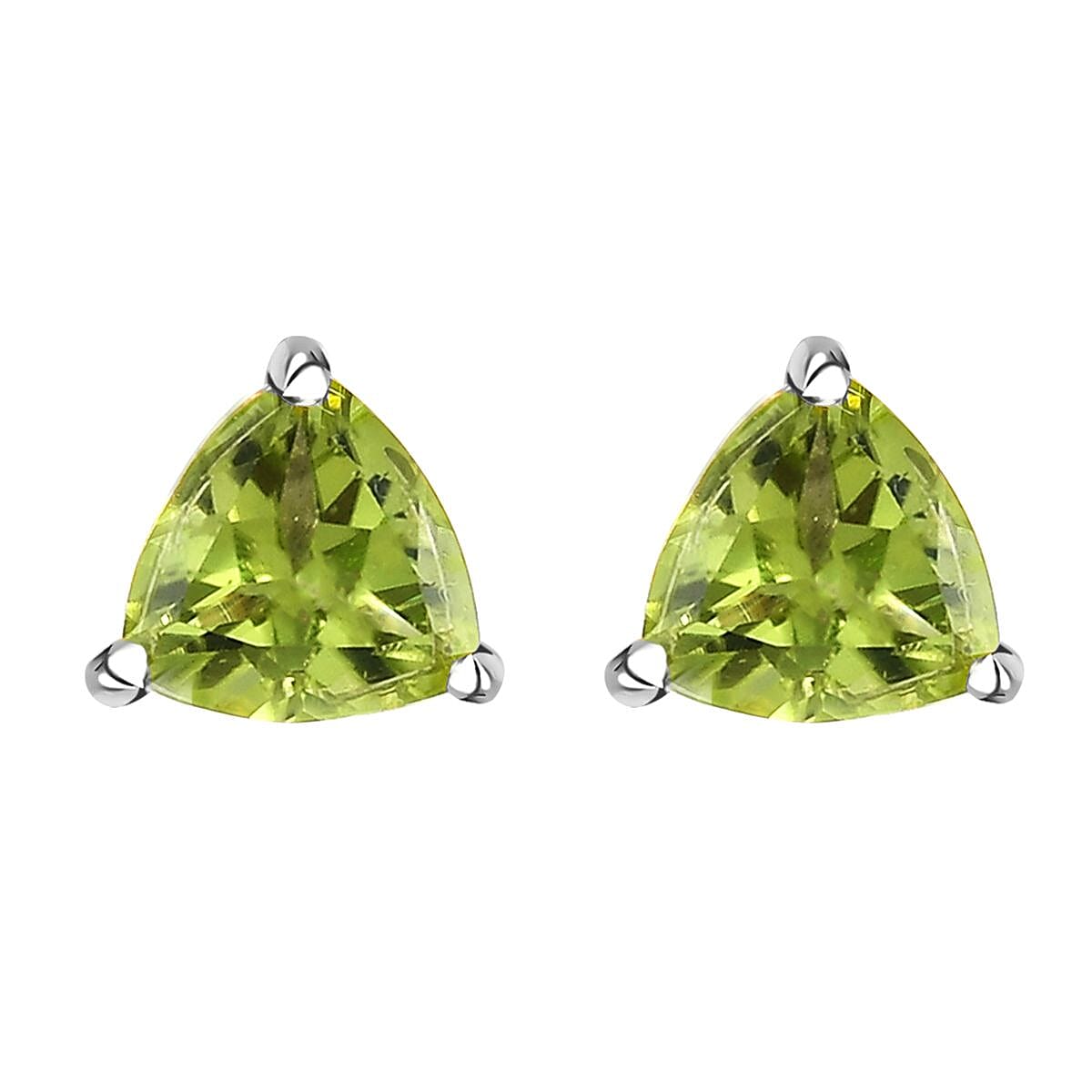Peridot Solitaire Stud Earrings in Platinum Over Sterling Silver 1.65 ctw