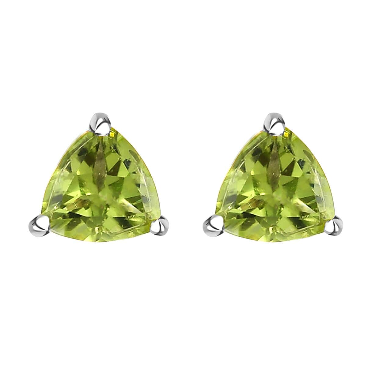 Peridot Solitaire Stud Earrings in Platinum Over Sterling Silver 1.65 ctw image number 0