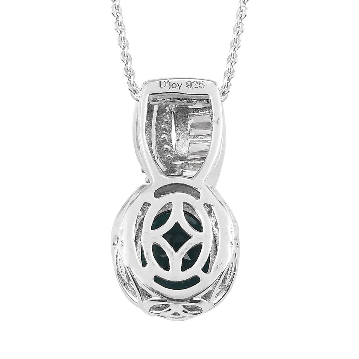 Teal Grandidierite and Zircon Pendant Necklace 20 Inches in Platinum Over Sterling Silver 2.40 ctw