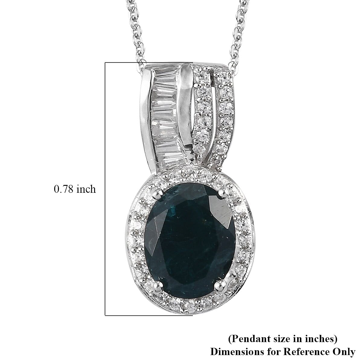 Teal Grandidierite and Zircon Pendant Necklace 20 Inches in Platinum Over Sterling Silver 2.40 ctw