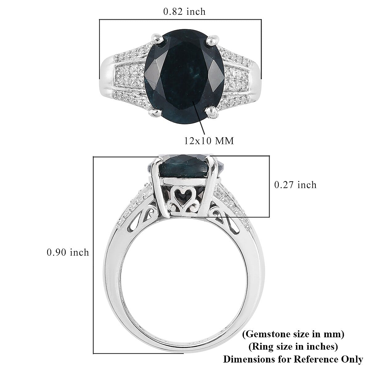 Teal Grandidierite and Zircon Ring in Platinum Over Sterling Silver (Size 6.0) 5.25 ctw