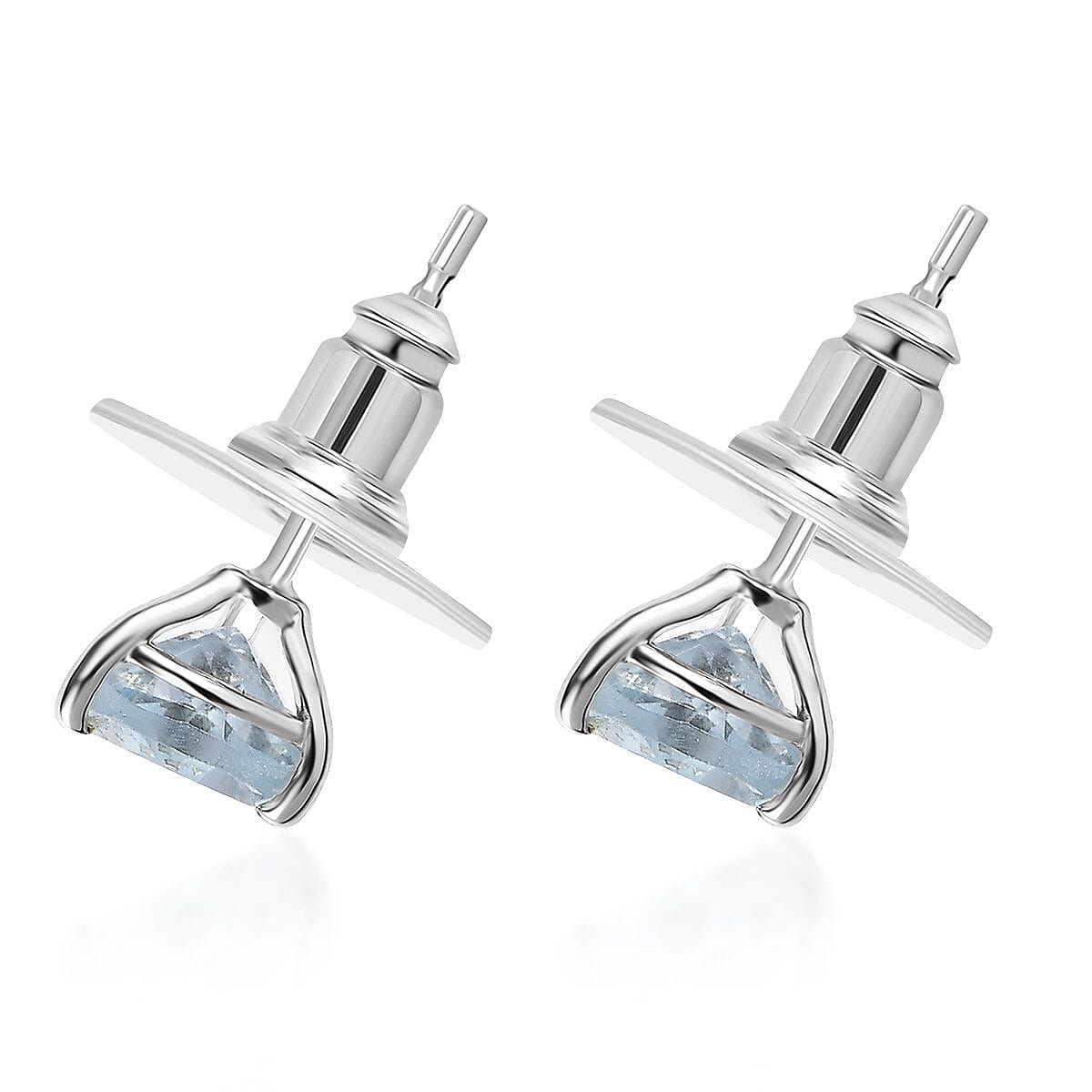 Blue Topaz 1.80 ctw Solitaire Stud Earrings in Platinum Over Sterling Silver
