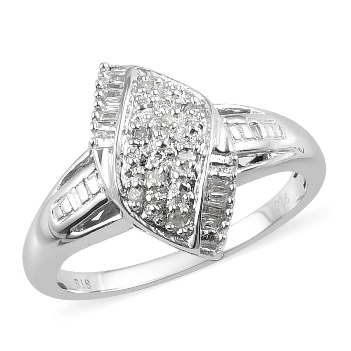 Diamond Ring in Platinum Over Sterling Silver (Size 7.0) 0.10 ctw image number 0