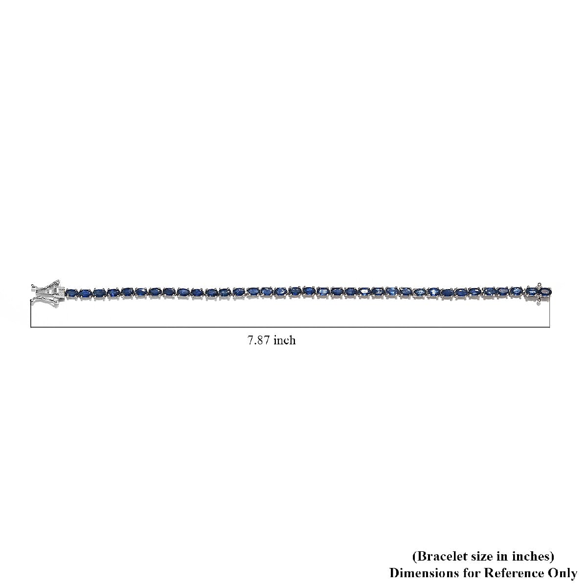 Kanchanaburi Blue Sapphire Tennis Bracelet in Platinum Over Sterling Silver (7.25 In) 9.75 ctw image number 4